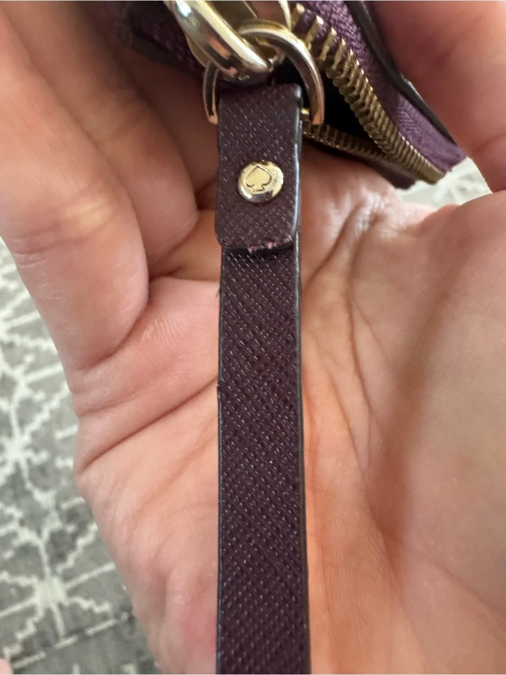 kate spade Plum Textured Leather Wallet with Gold Accent